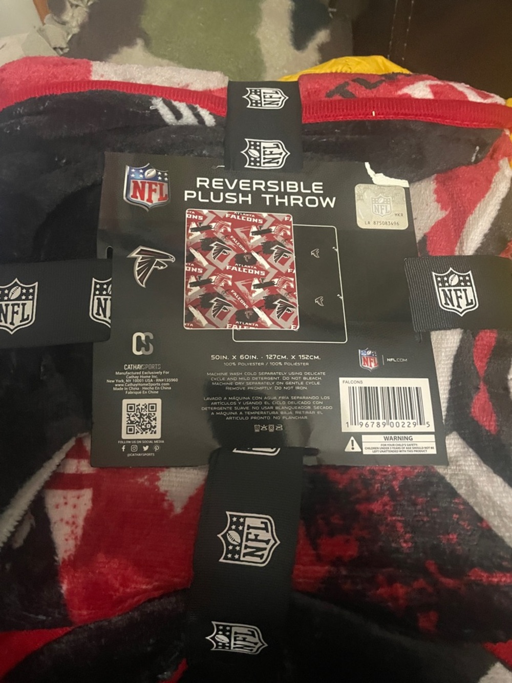 NFL Atlanta Falcons Plush Reversible Throw - Red, Black, White